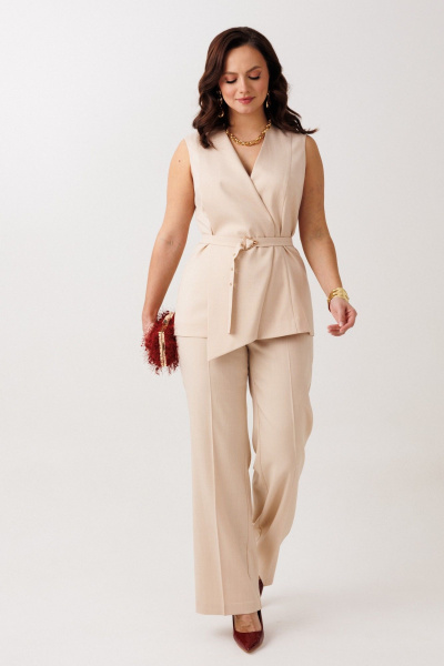 Брюки, жилет Mubliz 326 бежевый - фото 25