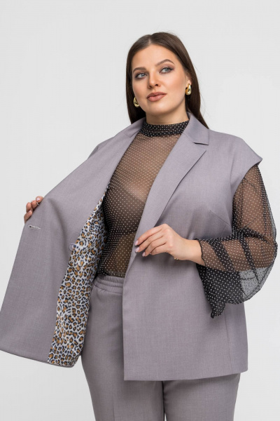 Брюки, жакет Gold Style 2754 серо-бежевый - фото 9