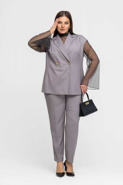 Брюки, жакет Gold Style 2754 серо-бежевый - фото 3