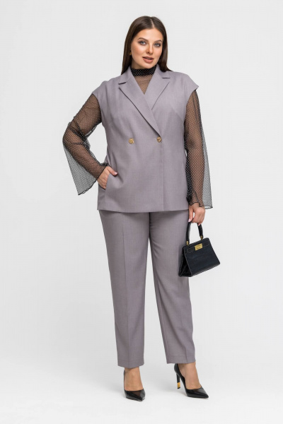 Брюки, жакет Gold Style 2754 серо-бежевый - фото 2
