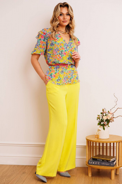 Блуза, брюки Мода Юрс 26-2904 желтый - фото 1