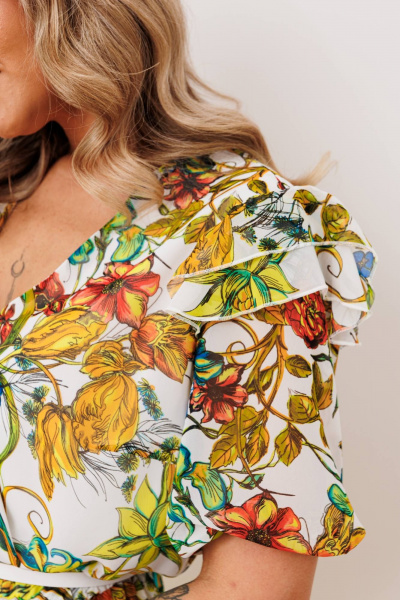 Блуза, брюки Мода Юрс 26-2904 зеленый_цветы - фото 5