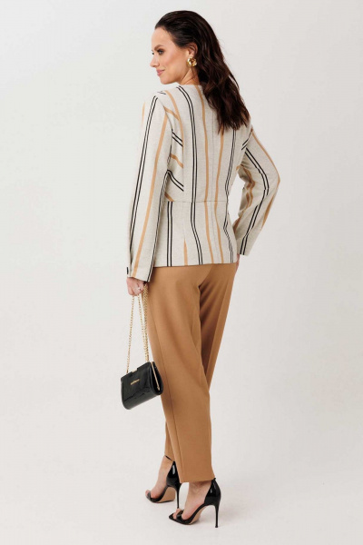 Брюки, жакет Mislana 1303 беж-полоска/горчичный - фото 6