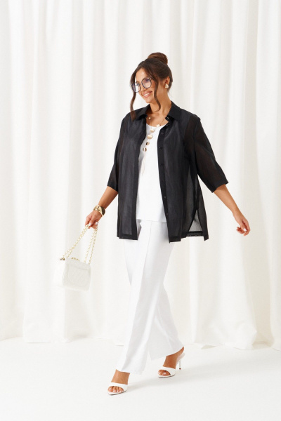 Блуза, брюки, топ Beautiful&Free 6447 бело-черный - фото 2