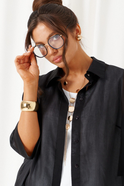 Блуза, брюки, топ Beautiful&Free 6447 бело-черный - фото 5