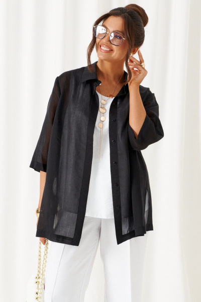 Блуза, брюки, топ Beautiful&Free 6447 бело-черный - фото 3