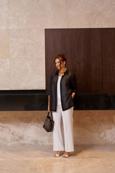 Блуза, брюки, топ Beautiful&Free 6447 бело-черный - фото 11