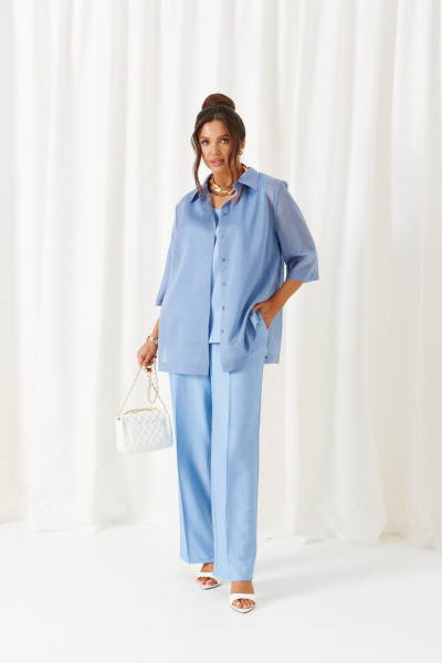 Блуза, брюки, топ Beautiful&Free 6447 голубой - фото 1