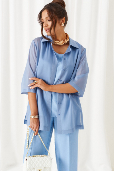 Блуза, брюки, топ Beautiful&Free 6447 голубой - фото 3