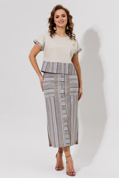 Блуза, юбка Galean Style 693.2 бежевый - фото 1