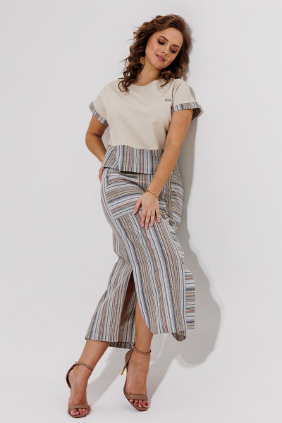 Блуза, юбка Galean Style 693.2 бежевый - фото 9