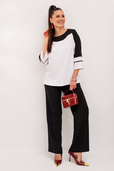 Комбо: прямая блуза и брюки из двухцветного текстиля Galean Style 938 - фото 12