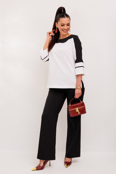 Комбо: прямая блуза и брюки из двухцветного текстиля Galean Style 938 - фото 11