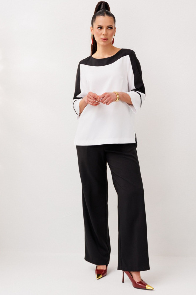Комбо: прямая блуза и брюки из двухцветного текстиля Galean Style 938 - фото 10