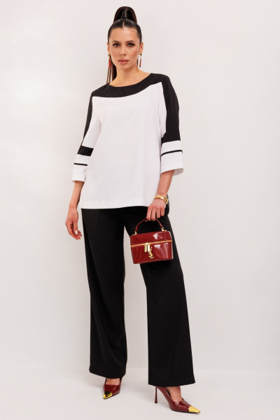 Комбо: прямая блуза и брюки из двухцветного текстиля Galean Style 938 - фото 9