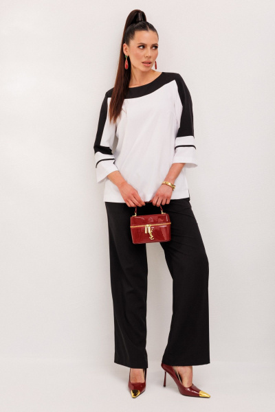 Комбо: прямая блуза и брюки из двухцветного текстиля Galean Style 938 - фото 8