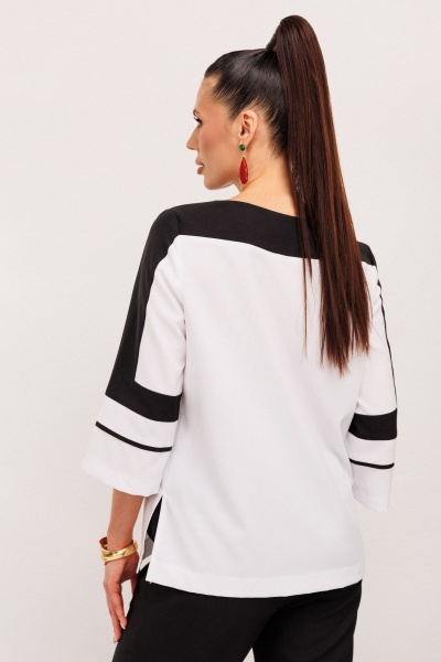 Комбо: прямая блуза и брюки из двухцветного текстиля Galean Style 938 - фото 7