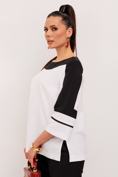 Комбо: прямая блуза и брюки из двухцветного текстиля Galean Style 938 - фото 4