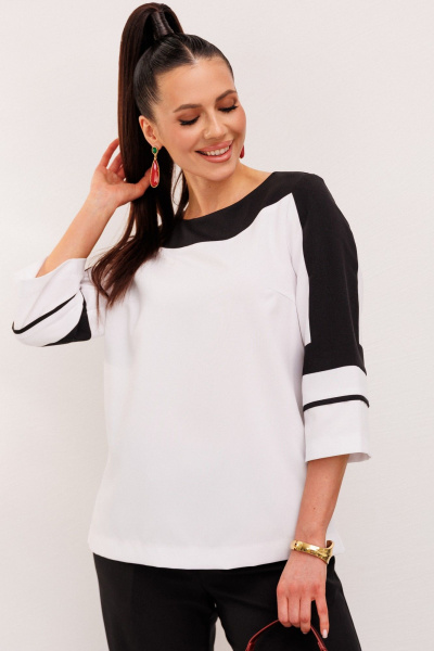 Комбо: прямая блуза и брюки из двухцветного текстиля Galean Style 938 - фото 3