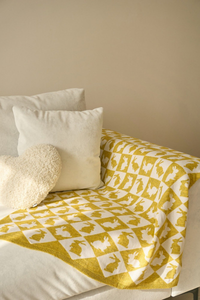 Плед Belange 3551 бело-горчичный - фото 5