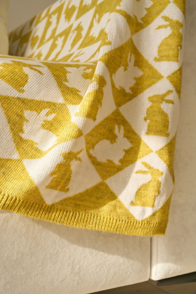 Плед Belange 3551 бело-горчичный - фото 4