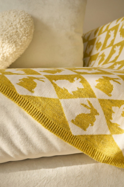 Плед Belange 3551 бело-горчичный - фото 3