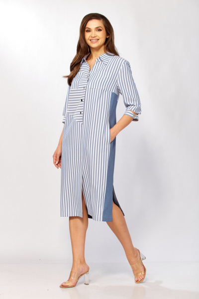 Платье Tensi 411 джинсовый-белый - фото 2