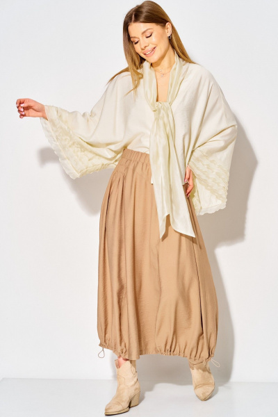 Блуза, юбка Laikony L-934 жемчужный+миндаль - фото 15