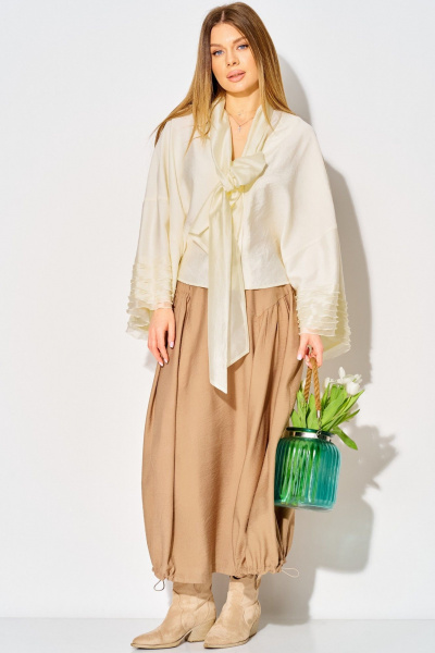 Блуза, юбка Laikony L-934 жемчужный+миндаль - фото 12