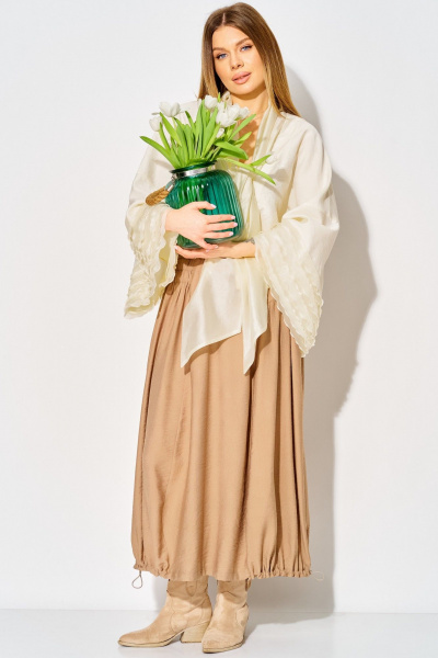 Блуза, юбка Laikony L-934 жемчужный+миндаль - фото 2