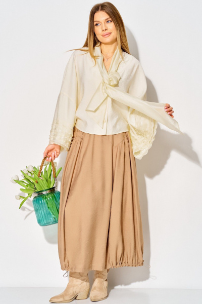 Блуза, юбка Laikony L-934 жемчужный+миндаль - фото 1