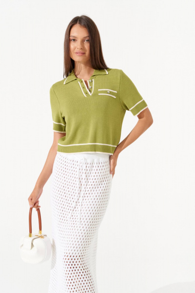 Джемпер Romgil РВ0405-ВИ4 золотая олива, молочный - фото 1