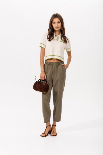 Джемпер Romgil РВ0405-ВИ4 молочный, золотая олива - фото 4