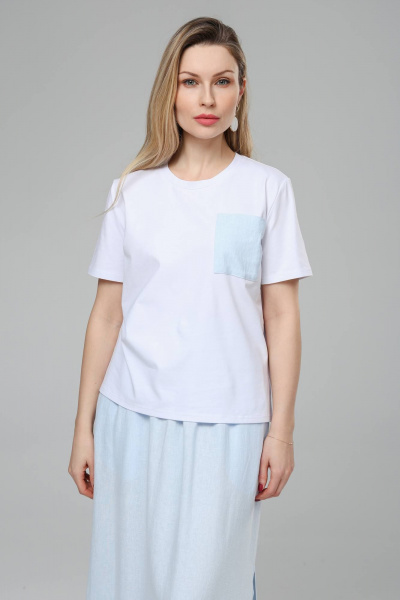 Майка Romgil РП0132-ХЛ4 белый, голубой - фото 5