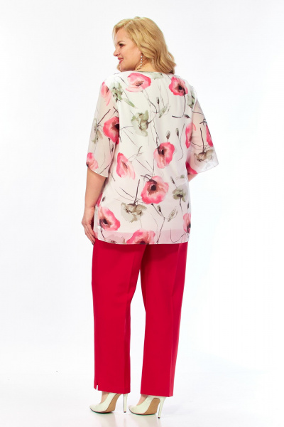 Блуза Элль-стиль 2465а белый_красные_маки - фото 15