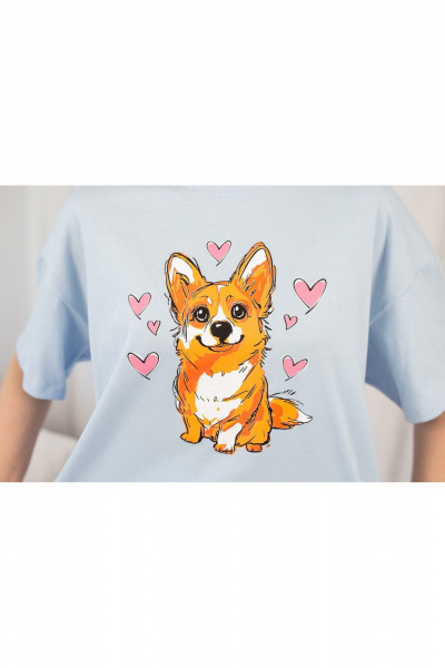 Футболка, шорты Купалинка 661521.158-164 к.голубой,набивка - фото 2