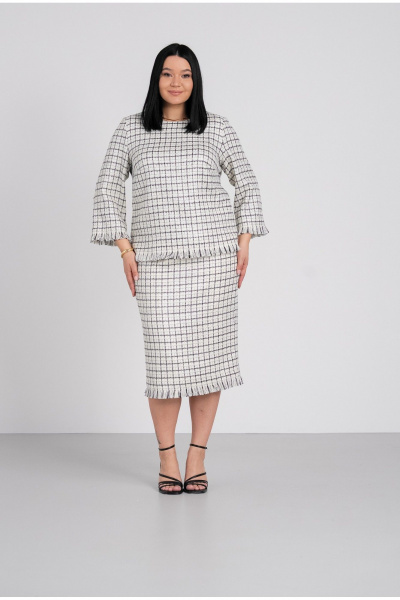 Юбка FASHION CENTRE П-4342 белый_черный_серебро - фото 1