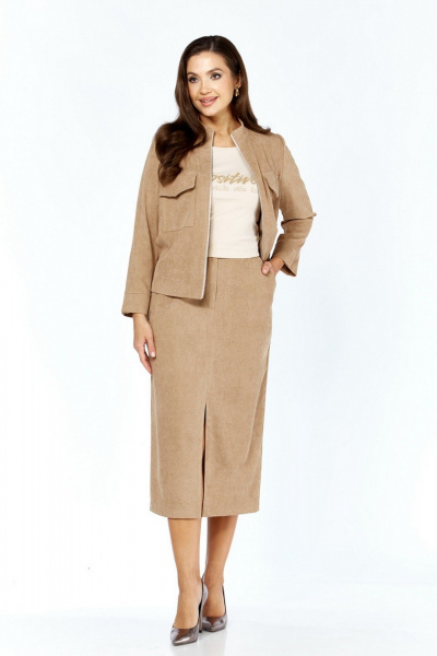 Жакет, топ, юбка Милора-стиль 1381 песочный - фото 5