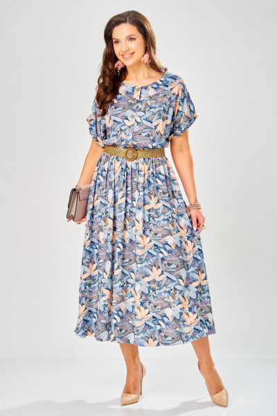 Платье Твой имидж 2396 голубой_с_принтом - фото 4