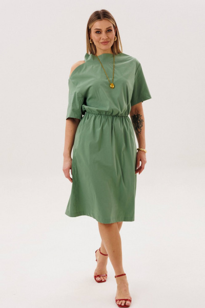 Миди платье из хлопка с ассиметричной горловиной Fantazia Mod 4471 - фото 1