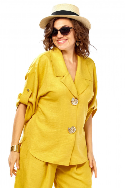 Брюки, жакет Ольга Стиль С-1013 горчица - фото 7