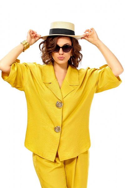 Брюки, жакет Ольга Стиль С-1013 горчица - фото 5