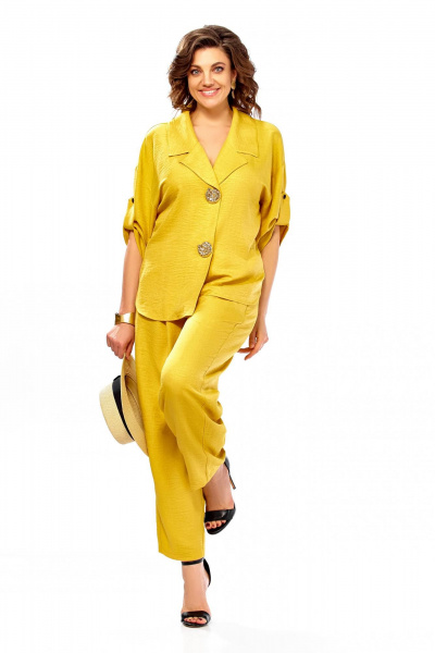 Брюки, жакет Ольга Стиль С-1013 горчица - фото 3