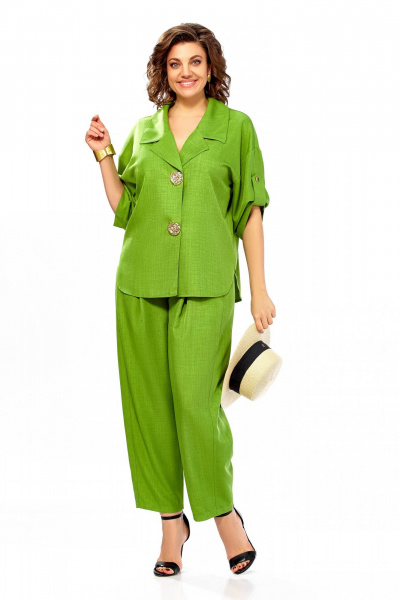 Брюки, жакет Ольга Стиль С-1013 яблоко - фото 1