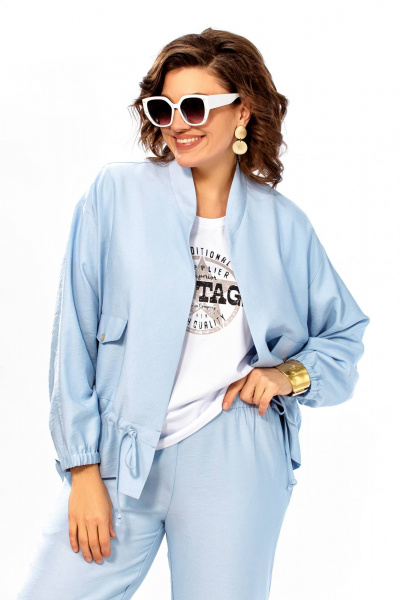 Брюки, жакет Ольга Стиль С-1011 голубой - фото 6