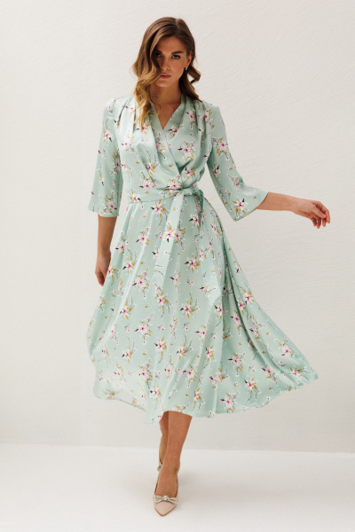 Платье Ларс Стиль 1213 мята_цветы - фото 1