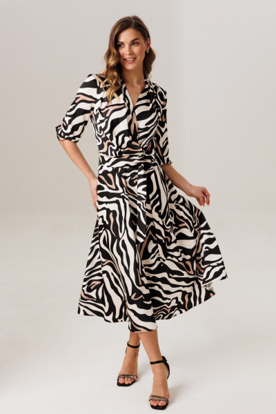 Платье Ларс Стиль 1212 молочный_ бежево-черный - фото 6