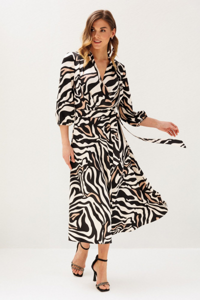 Платье Ларс Стиль 1212 молочный_ бежево-черный - фото 5