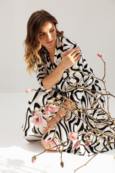 Платье Ларс Стиль 1212/1 молочный_ серо-черный - фото 7