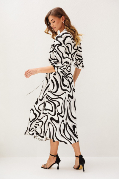 Платье Ларс Стиль 1212/1 молочный_ серо-черный - фото 6